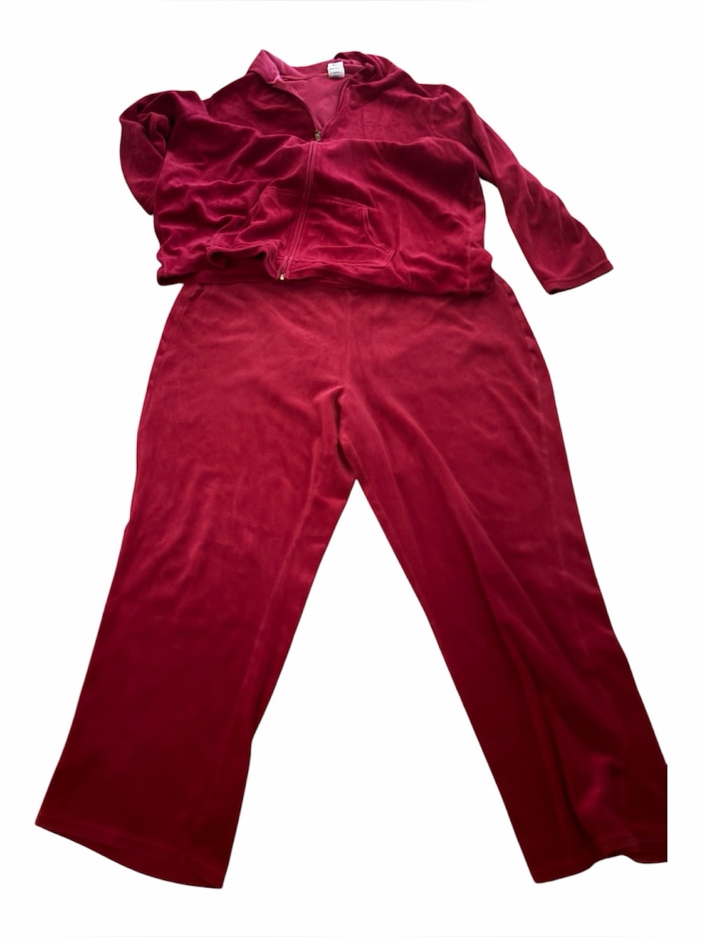 Just My Size Red Velour Zip Hoodie & Jogger Set